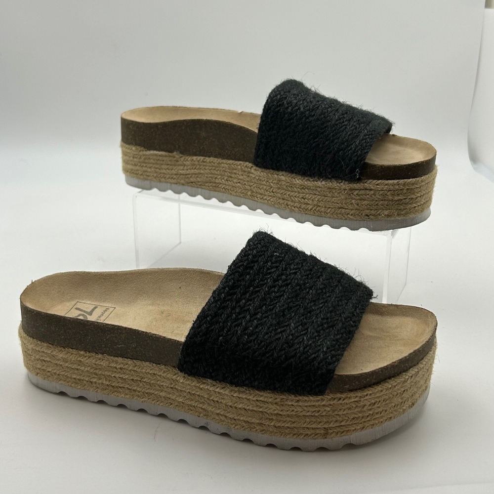 Dirty Laundry Platform Sandals Womens Size 8 Black Woven Espadrille Boho Summer
